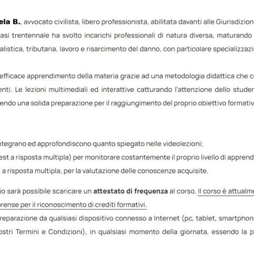 Corso E-Learning Avv. Bardoni